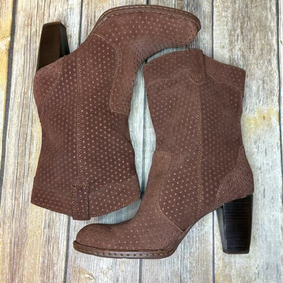 Born Genevieve Brown Polka Dot Suede Leather Western Cowgirl Boots Sz 9M - Picture 5 of 9